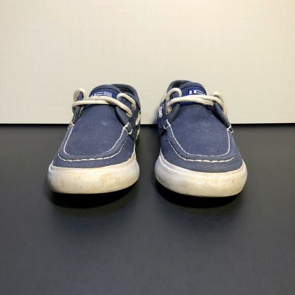 Boys NAUTICA Spinnaker Navy Blue Canvas Boat Shoes / Size 11 - Picture 3 of 9